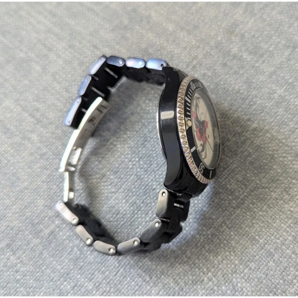 Toy Watch Mavilla Black Bracelet Butterfly Tattoo Date New Battery Steel‎ Bezel